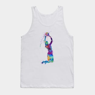 Volleyball Girl Player Setter Blue Purple Watercolor Art Sports Gifts Tank Top